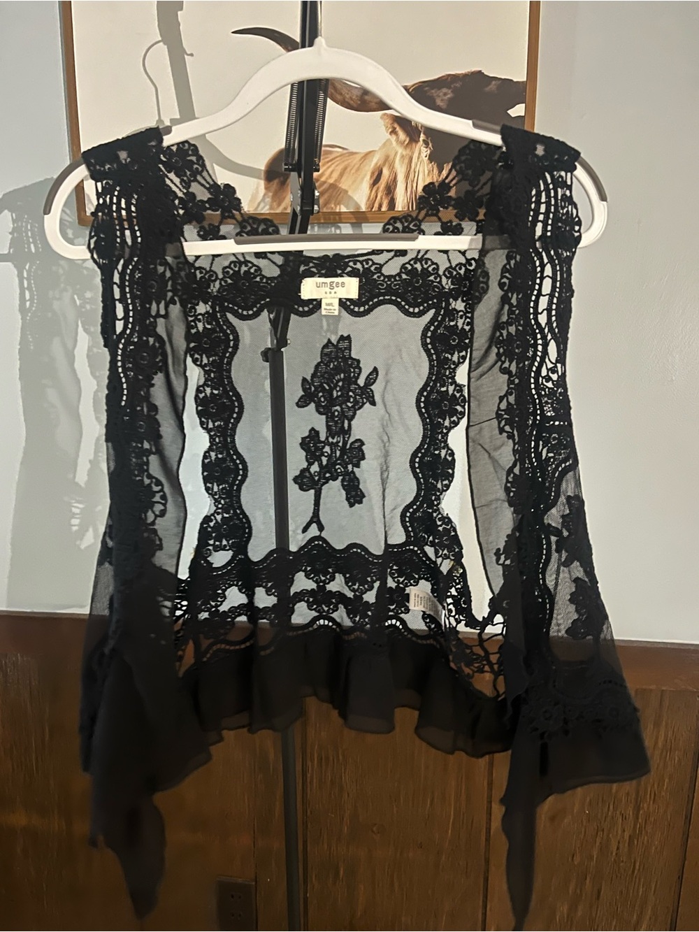 Umgee Black Sheer lace vest